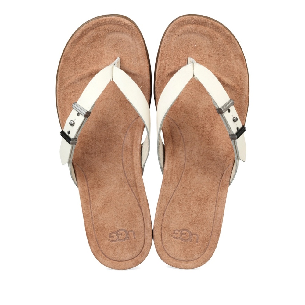 NEW UGG Sela white leather flip flop